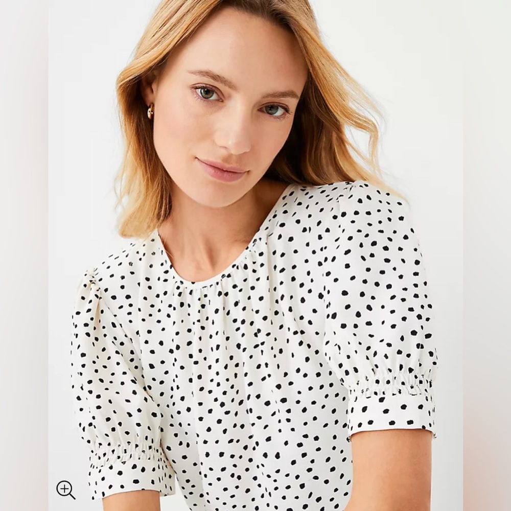 NWT Ann Taylor Spotted Mixed Media Top